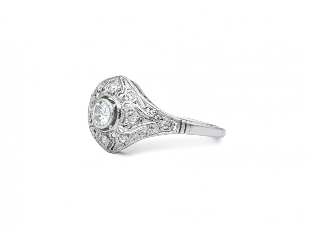 Antieke ringen - Verkocht Belle Epoque platina ring diamant