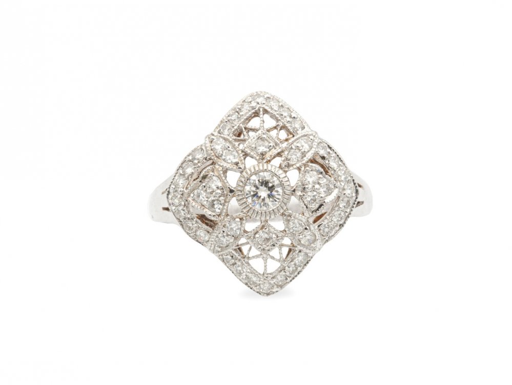 Antieke ringen - Witgouden diamant ring 