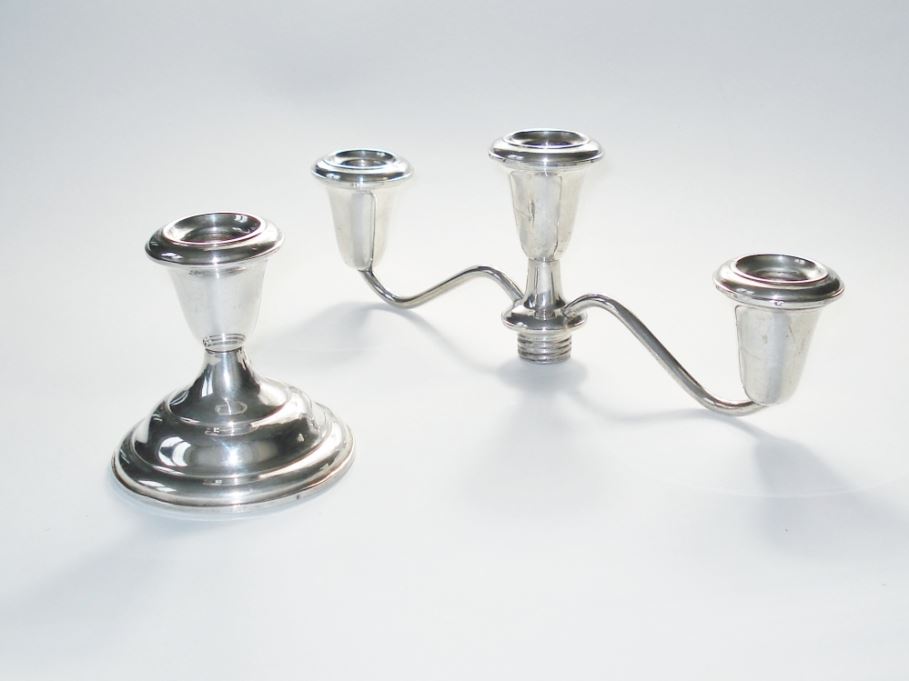 Zilveren Kandelaars - verkocht driearmige kandelaar zilver