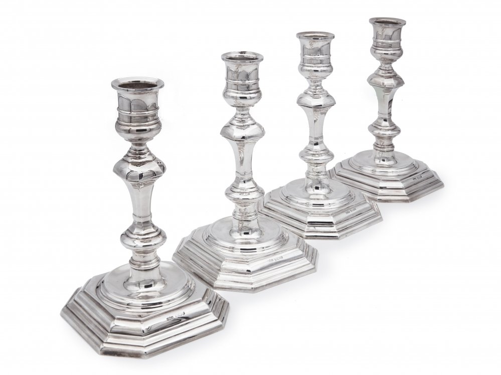 Zilveren Kandelaars - Set van 4 zilveren kandelaars
