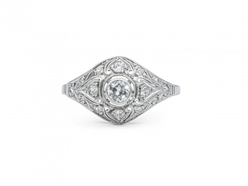 Antieke ringen - Belle Epoque platina ring diamant