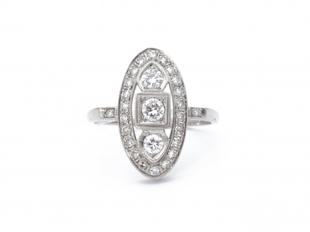 Antieke ringen - Markies Art Deco ring diamant
