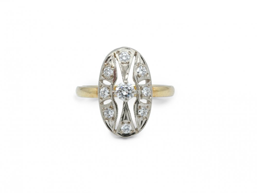 Antieke ringen - Gouden Art Deco ring diamant