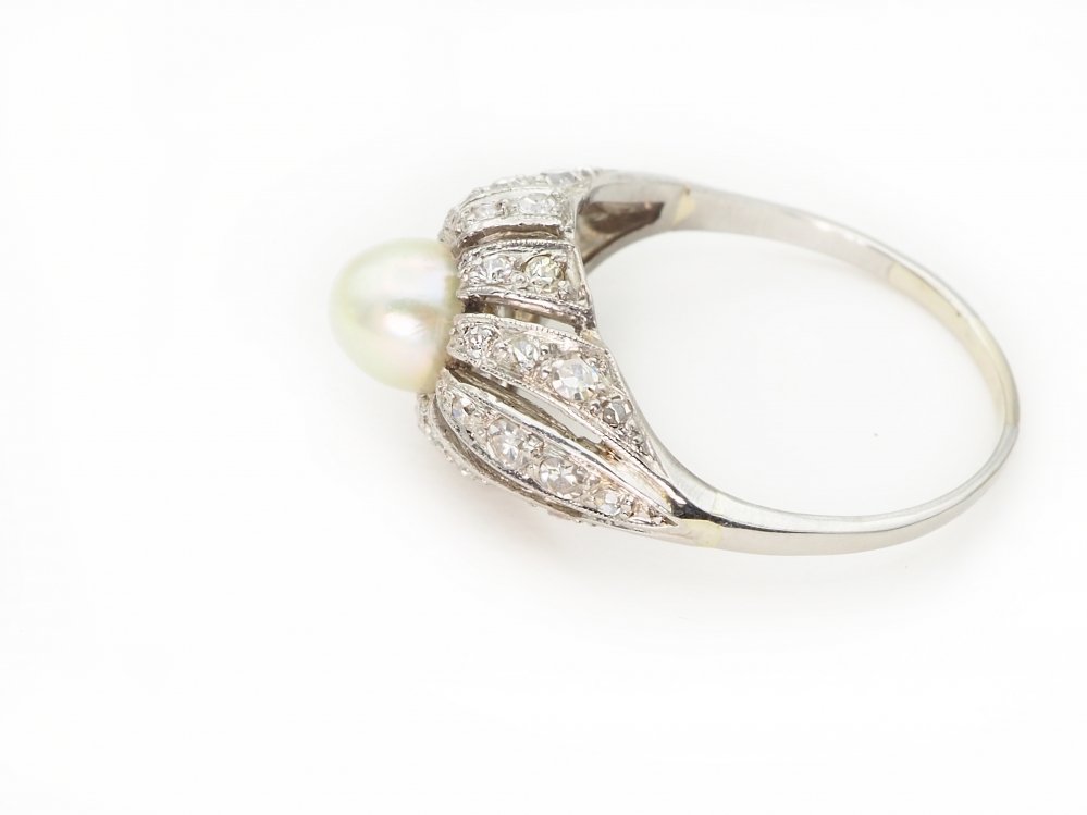 Antieke ringen - Art Deco ring platina parel diamant