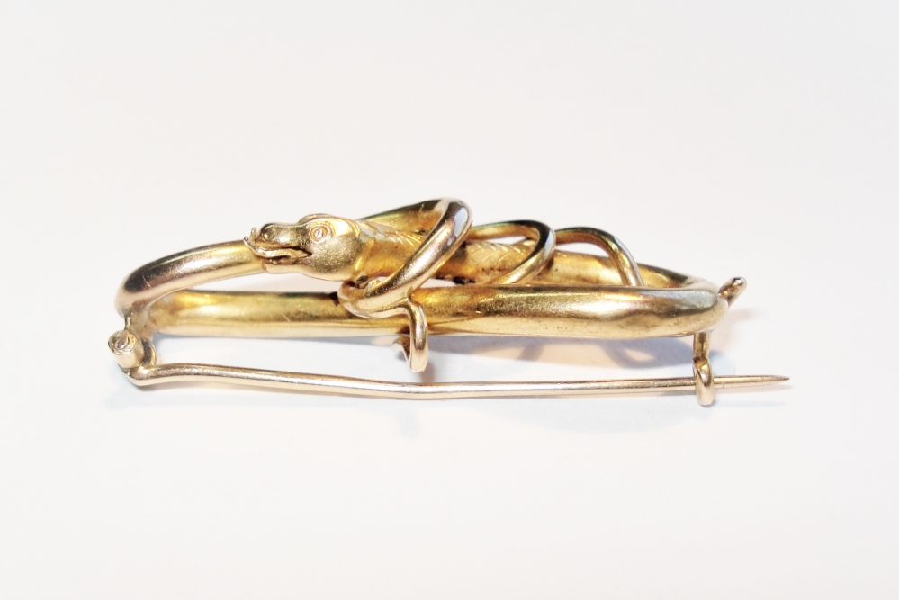 Broches en Hangers - Antiek gouden slang broche