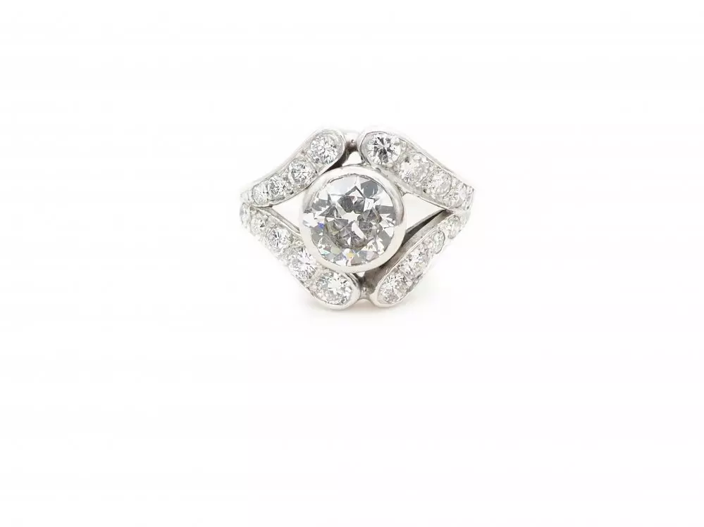 Antieke en Vintage Ringen - Diamant ring platina Art Deco