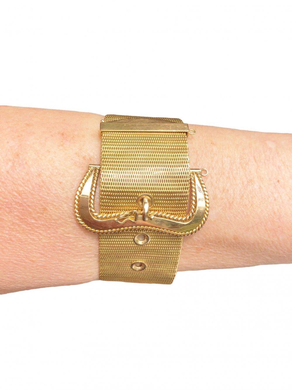 Kettingen en Armbanden - Gouden vintage gesp armband.