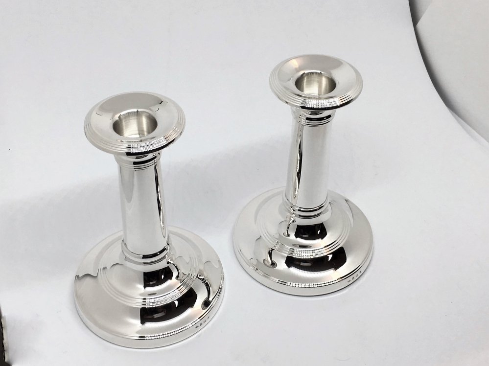 Zilveren Kandelaars - Nieuwe Zilveren kandelaars met ronde voet