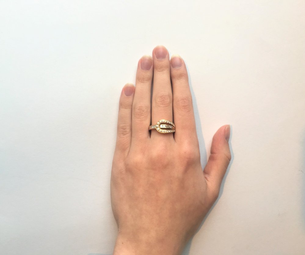 Antieke ringen - Gouden diamant ring met baguettes