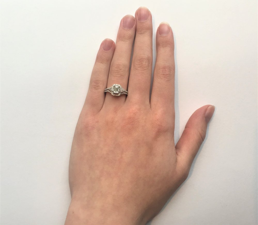 Antieke ringen - Witgouden ring baguette diamant.