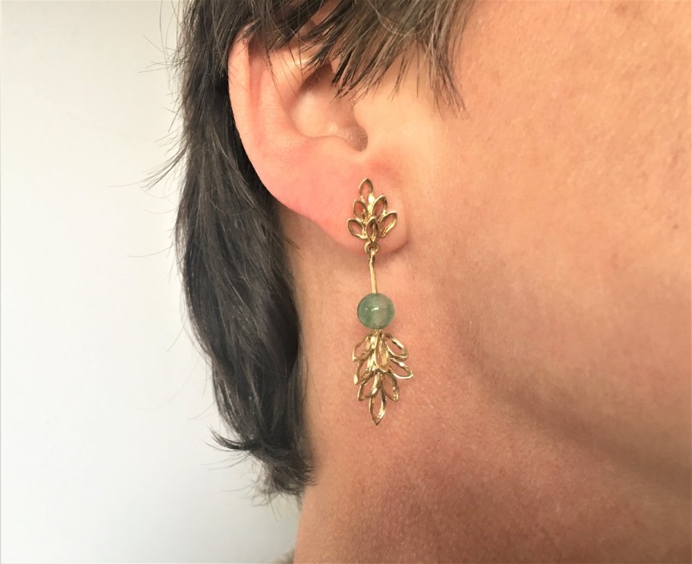 Oorbellen - Gouden oorbellen Chrysopraas