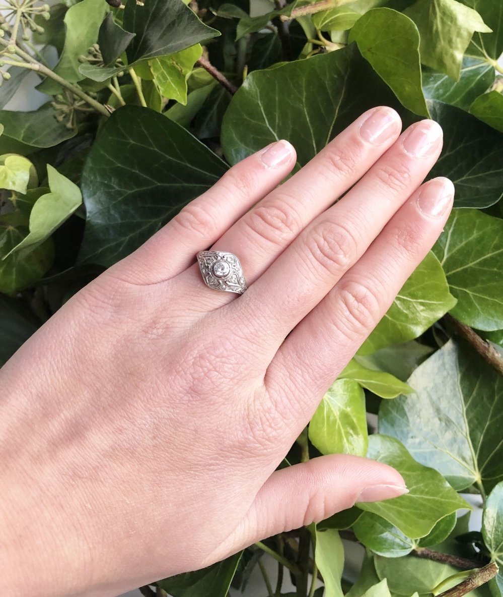 Antieke ringen - Verkocht Belle Epoque platina ring diamant