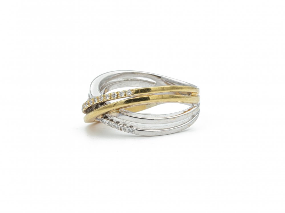 Antieke ringen - Verkocht Cross-over ring goud diamant