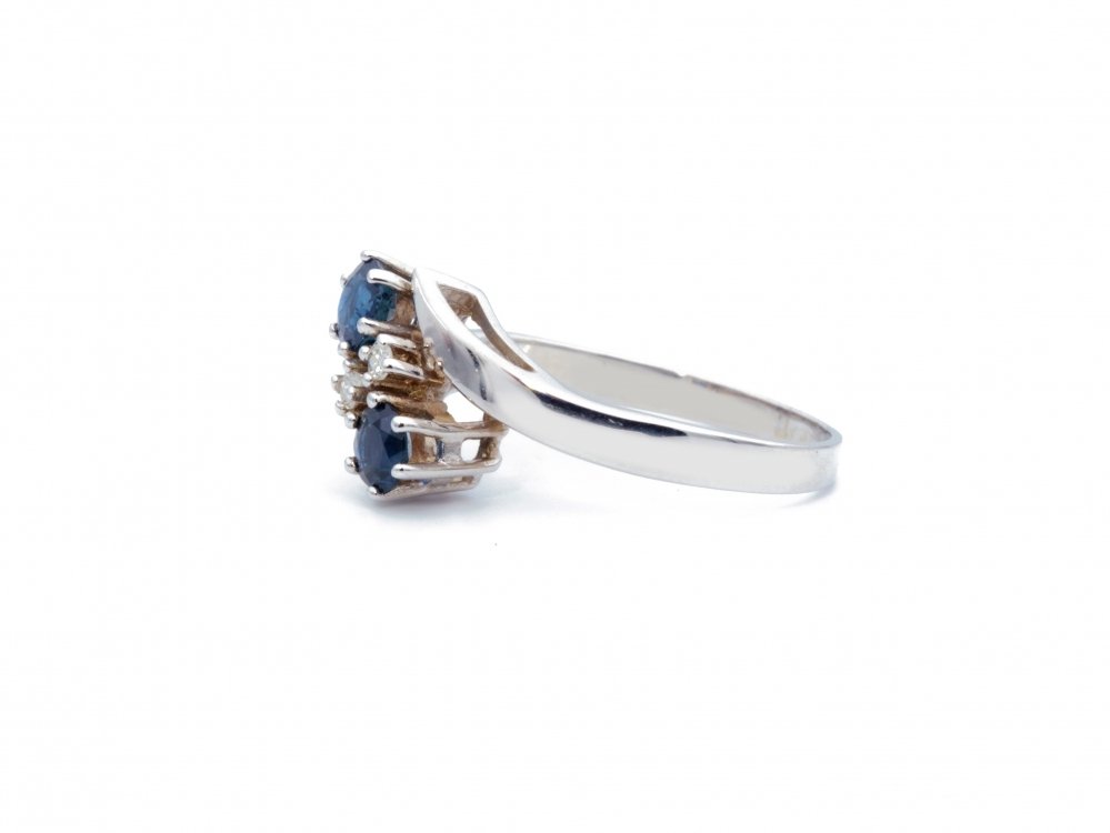 Antieke ringen - Witgouden slagring saffier diamant
