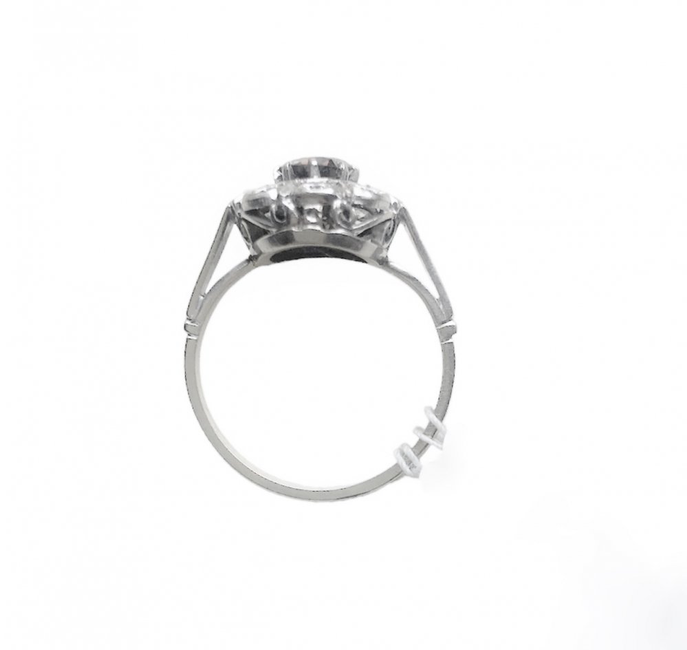 Antieke ringen - Witgouden ring bruine diamant