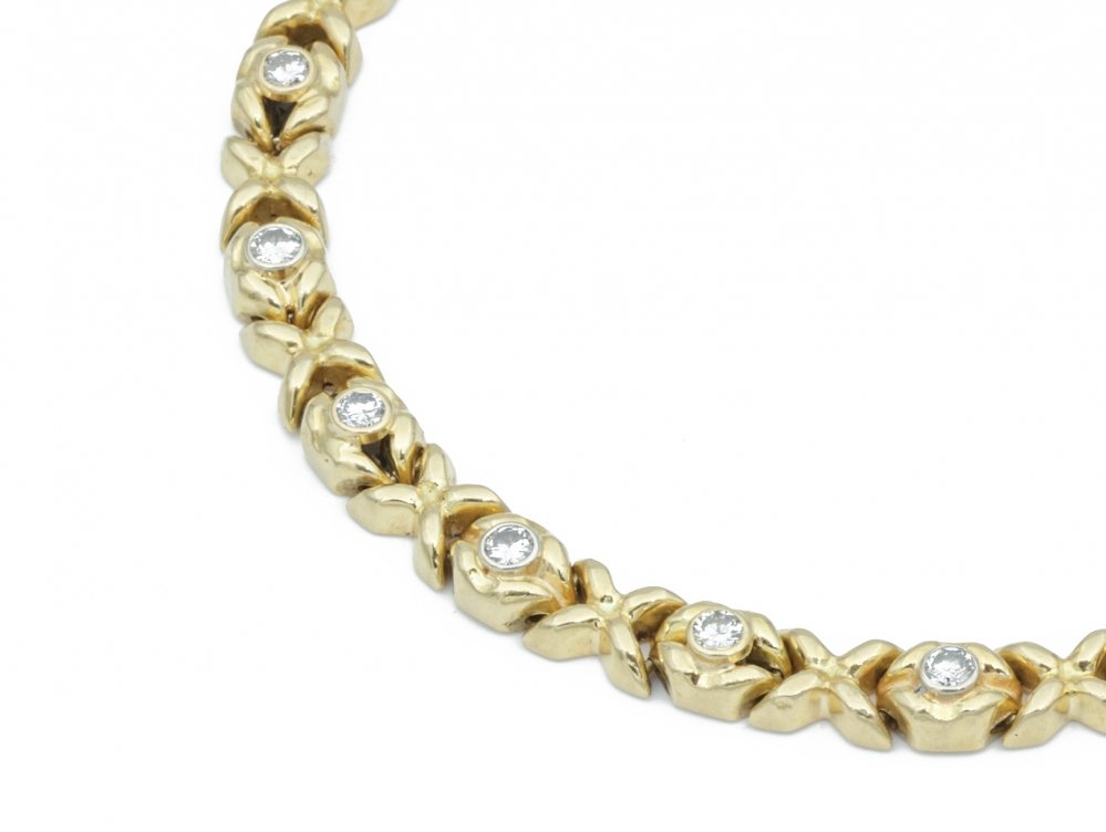 Kettingen en Armbanden - Gereserveerd Geelgouden schakelarmband diamant