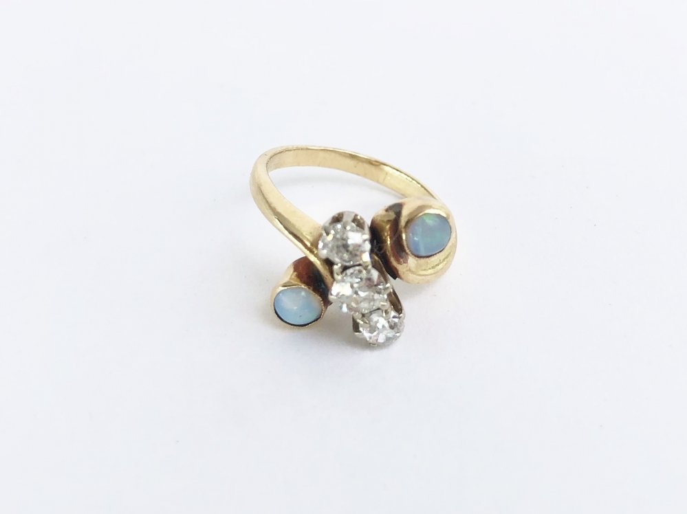 Antieke ringen - Verkocht Slagring opaal diamant