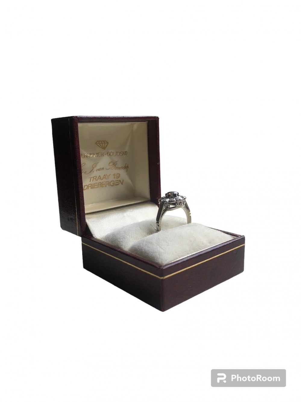Antieke ringen - Witgouden ring bruine diamant