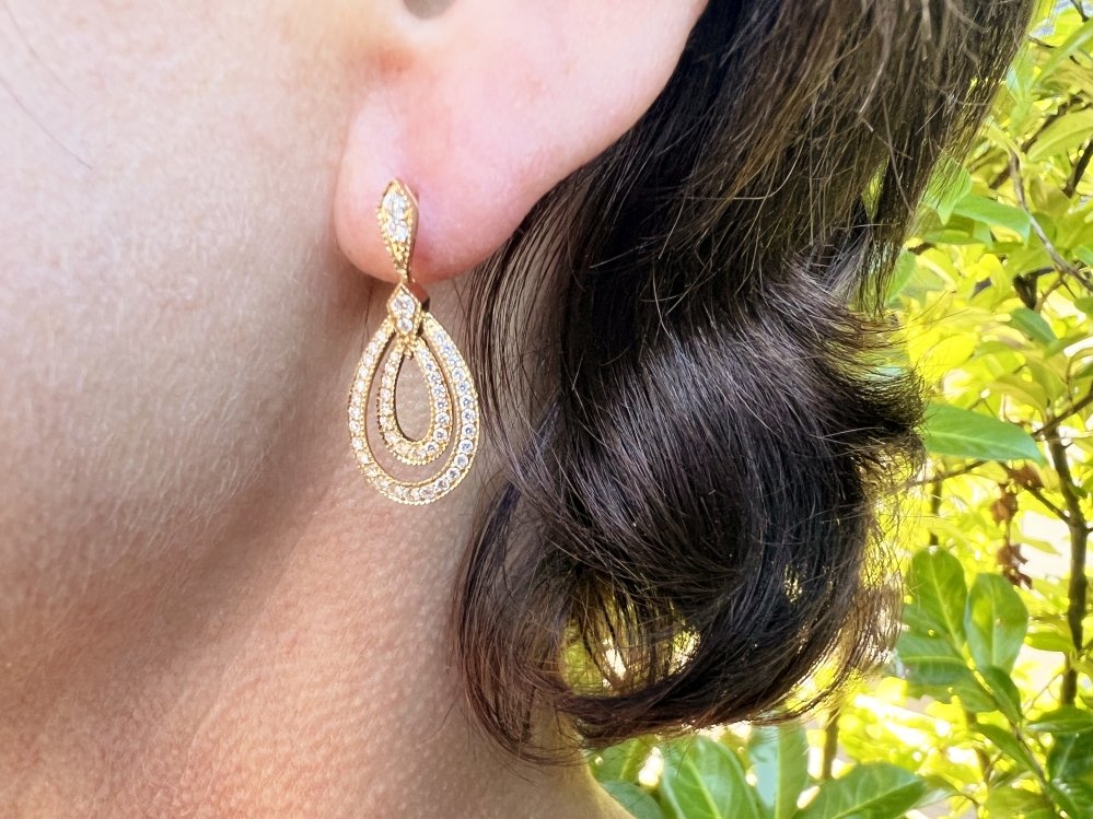Oorbellen - Gouden diamant oorhangers druppel