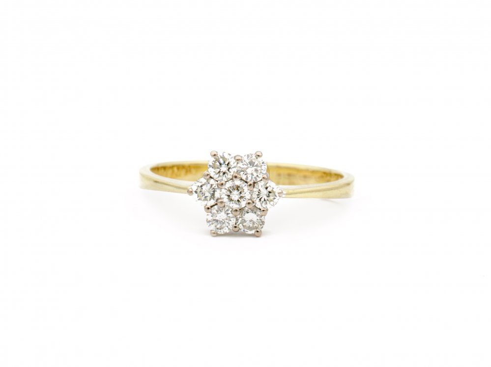 Antieke ringen - Verkocht Geelgouden entourage ring diamant