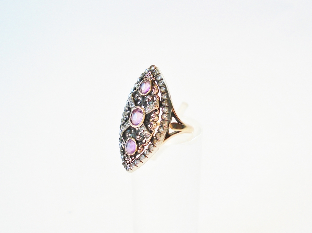 Antieke ringen - Verkocht Ring roosdiamantjes amethist