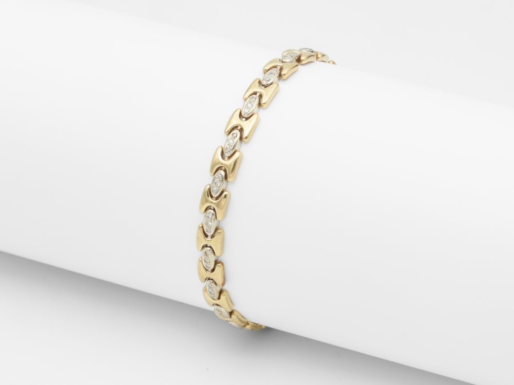 Kettingen en Armbanden - Gouden schakelarmband diamantjes