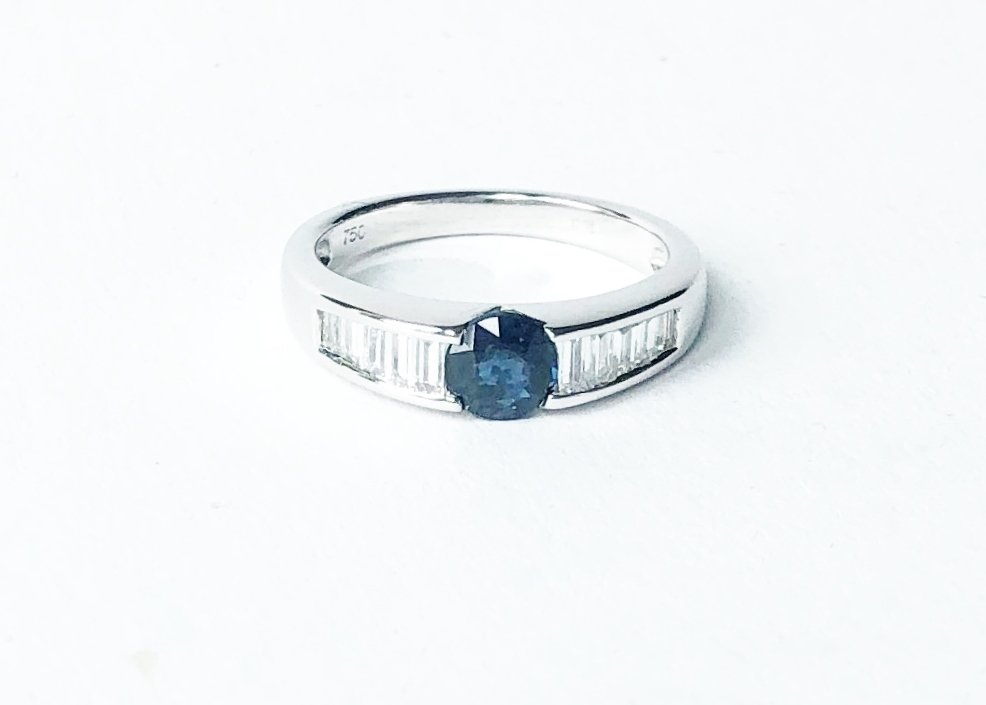 Antieke ringen - Nieuwe ring diamant saffier
