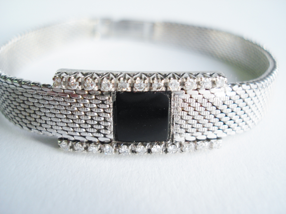 Kettingen en Armbanden - Verkocht Art Deco armband witgoud onyx briljant