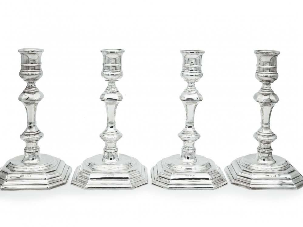 Zilveren Kandelaars - Set van 4 zilveren kandelaars