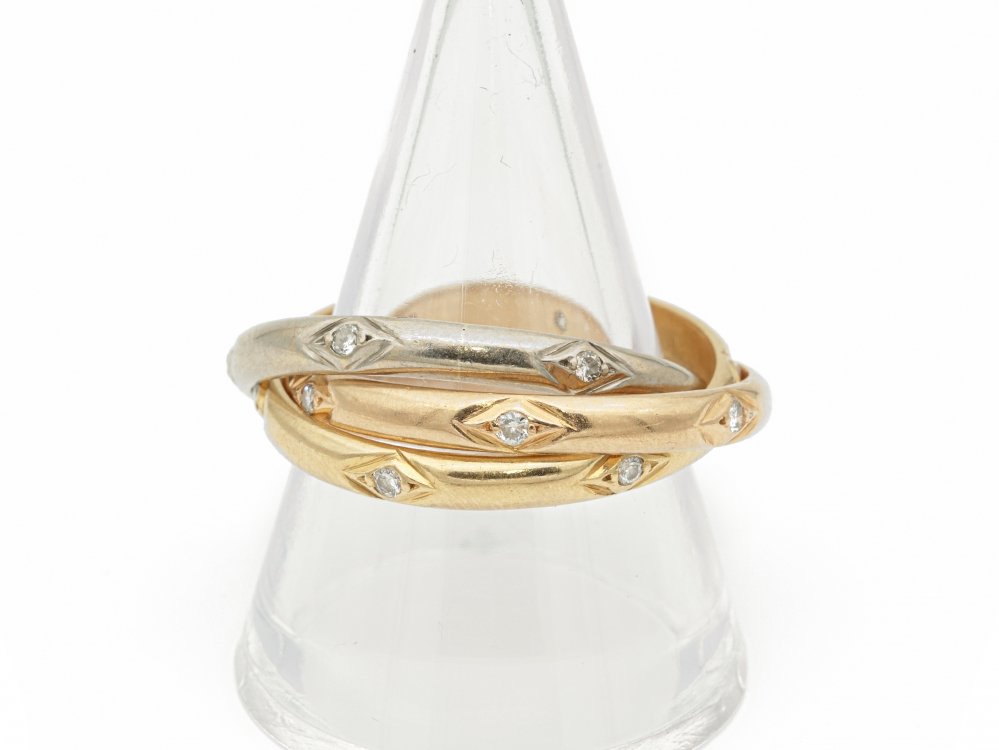 Antieke ringen - Verkocht Tri color “Cartierring” met diamant