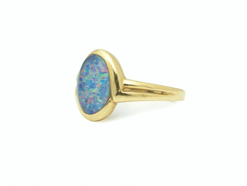 Antieke ringen - Blauwe opaal ring