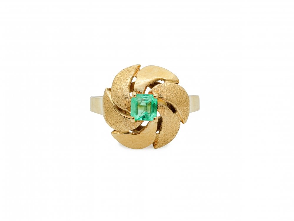 Antieke ringen - Gouden Vintage ring smaragd