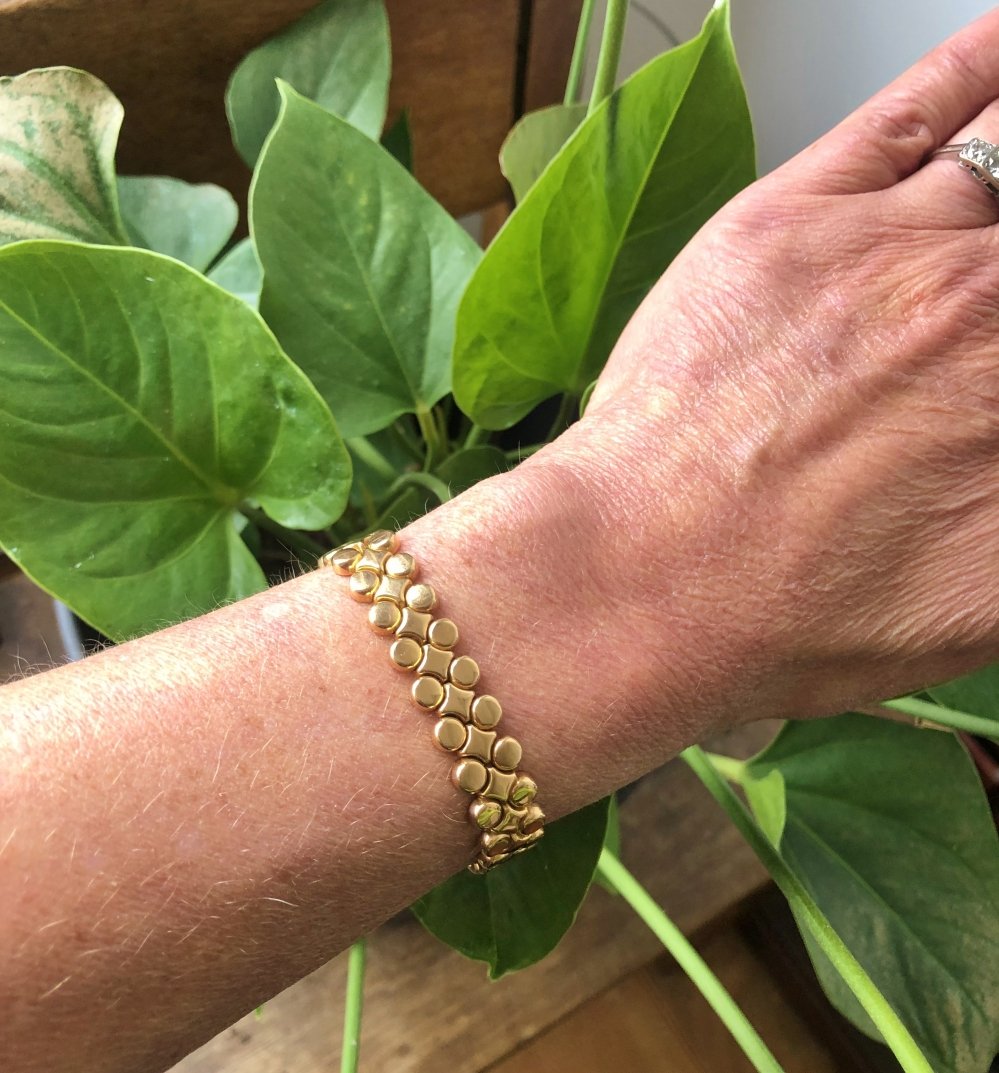 Kettingen en Armbanden - Vintage rose gouden bolletjes armband
