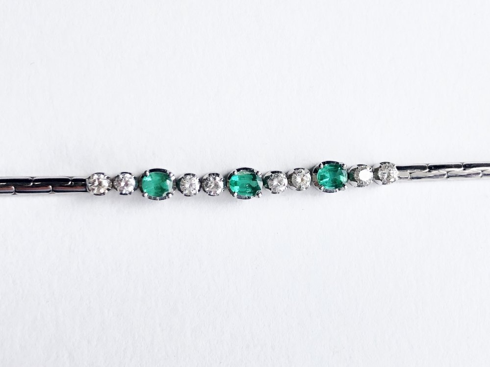 Kettingen en Armbanden - Witgouden armband smaragd