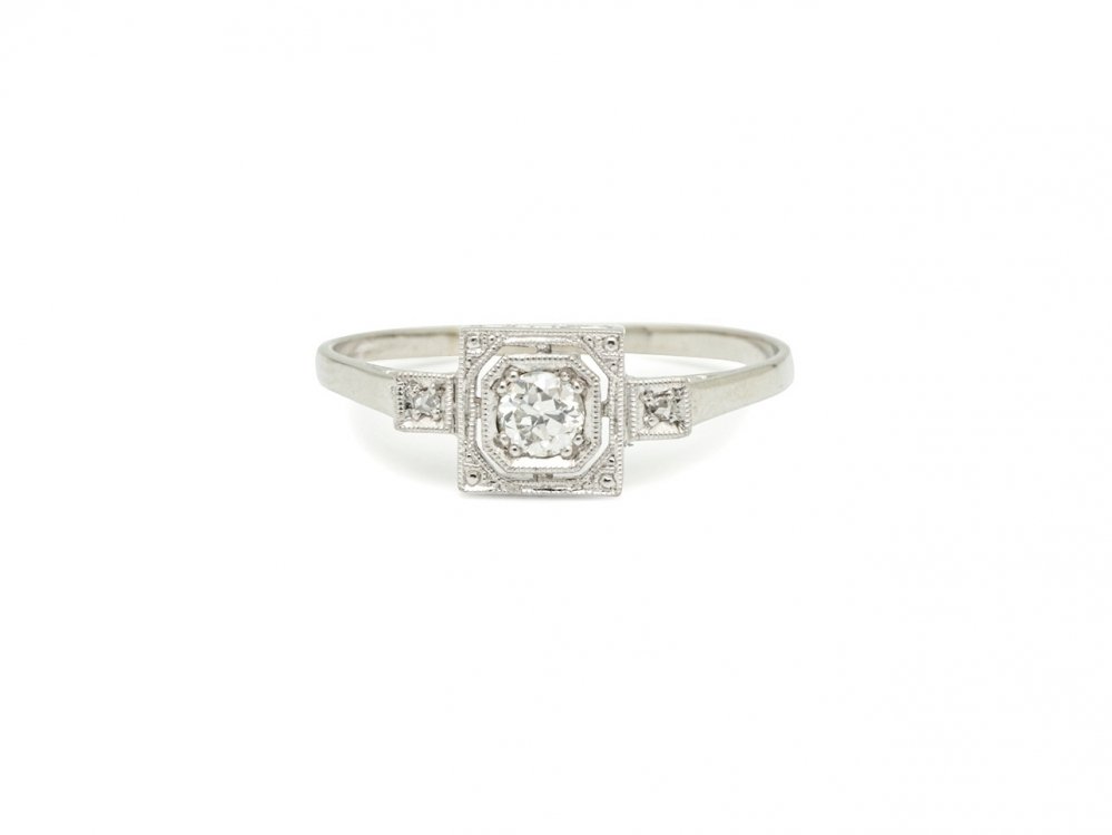 Antieke ringen - Verkocht witgouden Art Deco ring diamant