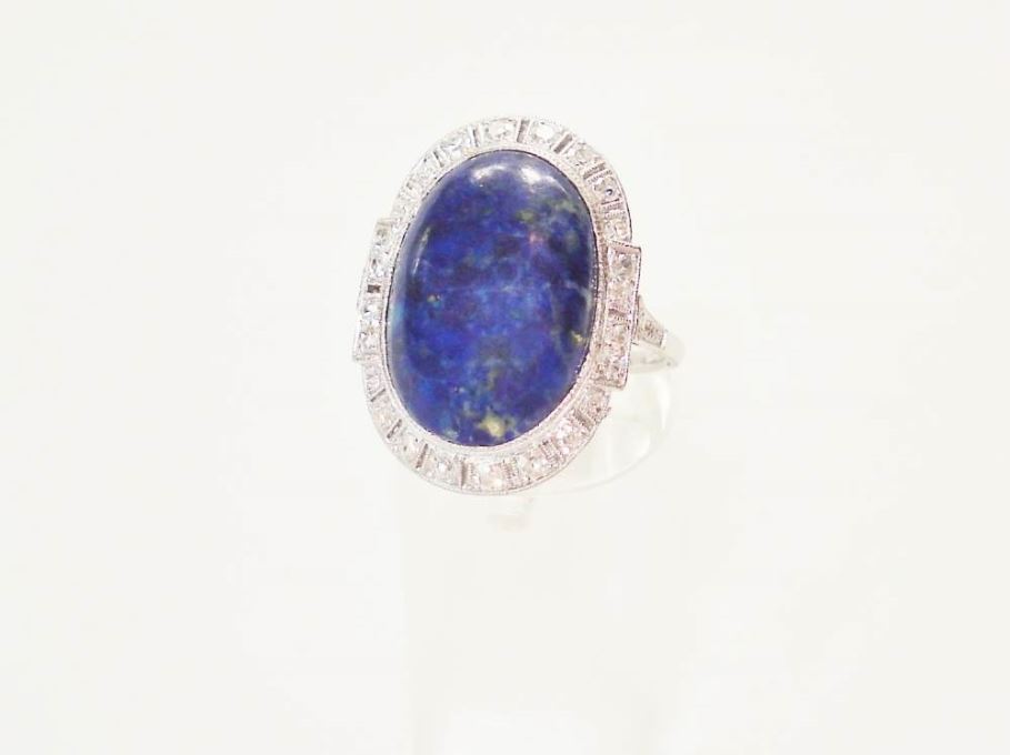 Antieke ringen - Verkocht Ring lapis lazuli witgoud briljant