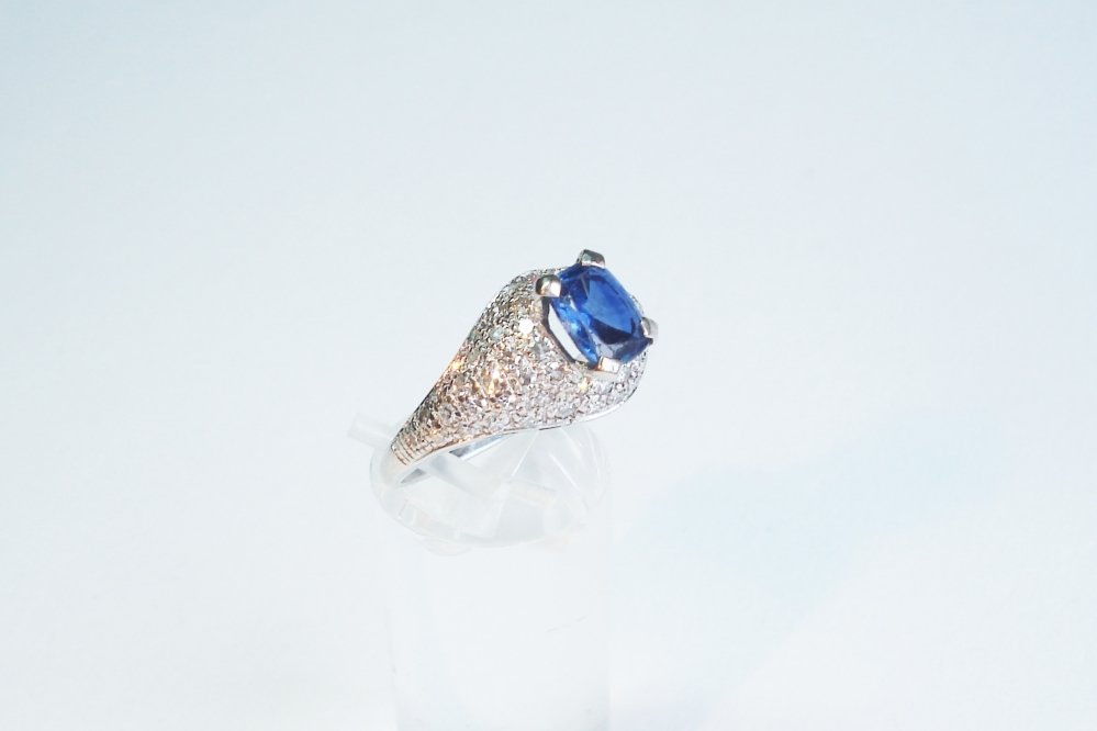 Antieke ringen - Ring saffier pave gezette diamant